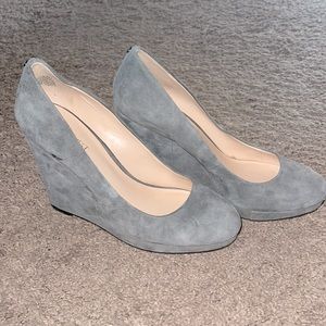 Nine West Grey Suede Wedge Heels (no box)
